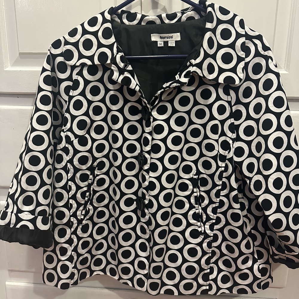 Appraisal Black and White Geometric Blazer M